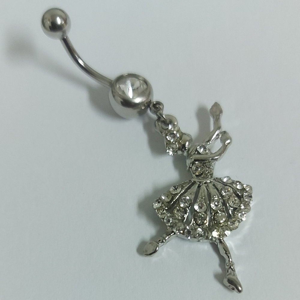 New Dazzling Silver Ballerina Belly Jewelry